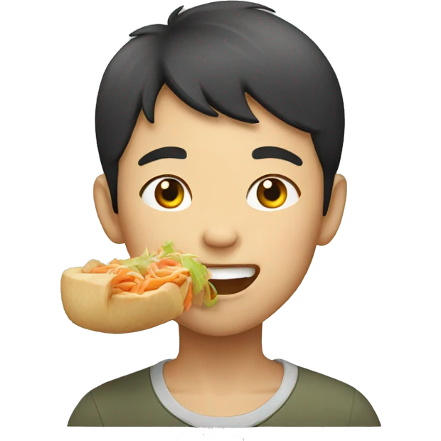 asian boy eating emoji