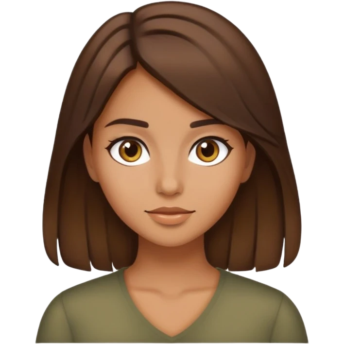 Girl with medium brown hair, brunette but so tan emoji