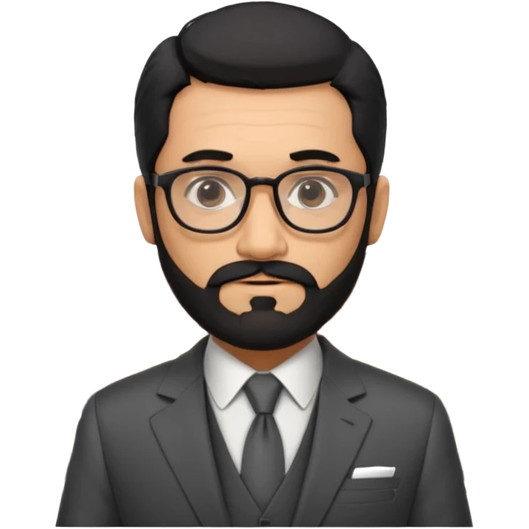 Professor Bentley Dyed black gray hair  frencb beard graying indian guy in suit with a bentley car. Older look with glasses emoji