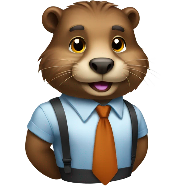 Make an emoji with a reliable look like an animal beaver wearing a shirt and being a business professional emoji