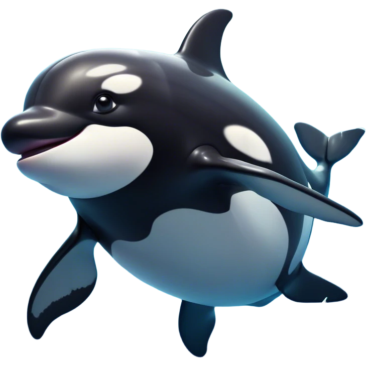 Cinematic Comical orca Portrait Emoji, Head tilted dramatically with an exaggeratedly shocked expression, featuring a sleek black-and-white body with wide, comically expressive eyes full of playful disbelief and animated flippers, Simplified yet hilariously expressive features, highly detailed, glowing with a slightly sassy oceanic glow, high shine, dramatic yet playful, stylized with an air of cheeky marine mischief, soft glowing outline, capturing the essence of a meme-worthy orca that looks ready to make waves with its hilariously dramatic antics! emoji
