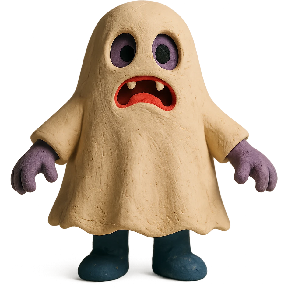 claymation style miedo disfrazado emoji