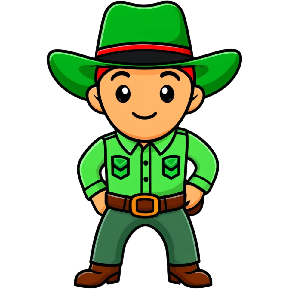Cowboy wearing a green hat emoji