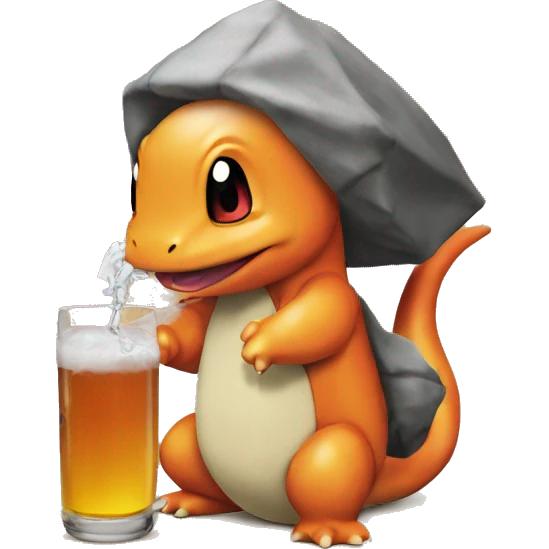 Charmander driking sake emoji
