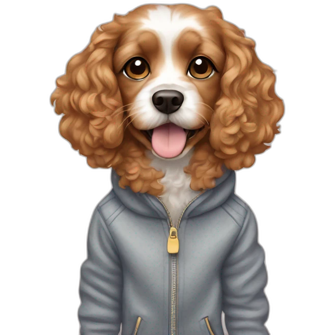 Dog with wavy coat, cavapoo, street style  emoji