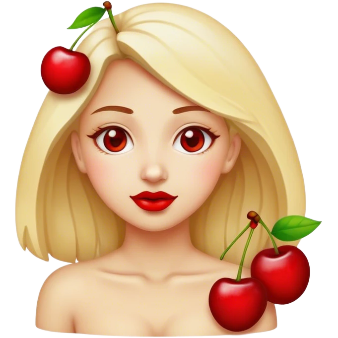 Girl ontop of two cherries emoji