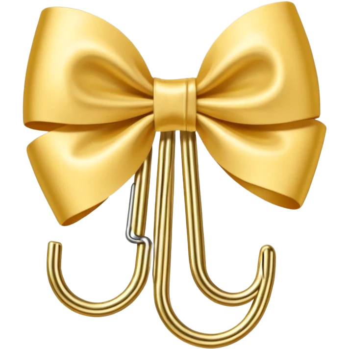 one gold paper clip with a white bow in the middle emoji