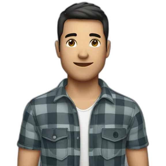 a moreno man wearing a casual outfit of jeans and checkered shirt emoji