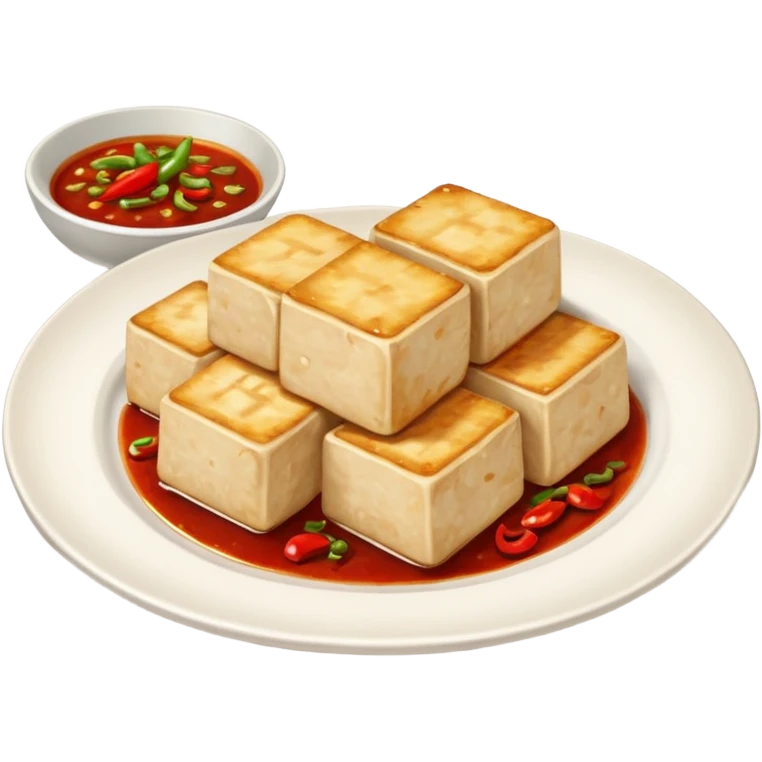 fried tofu with chili on the side of the plate emoji