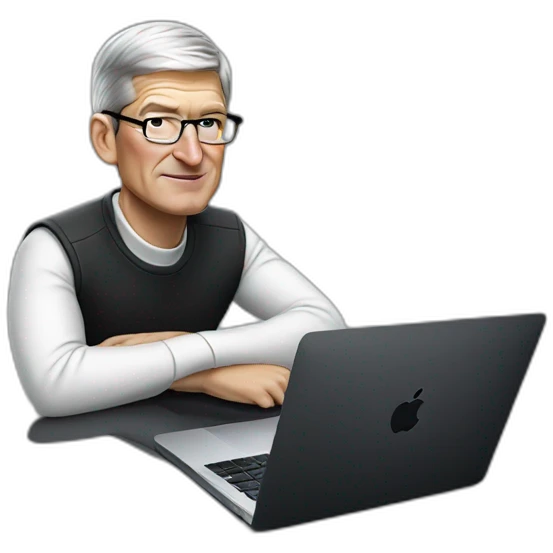tim cook with a macbook pro emoji