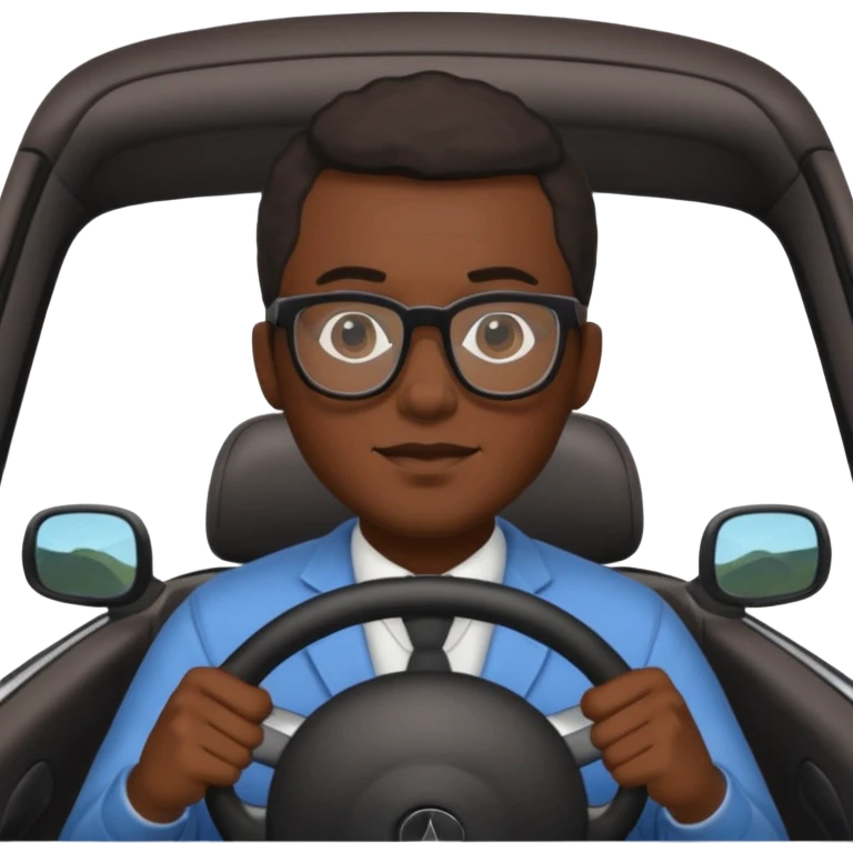 hombre negro con lentes conduciendo emoji