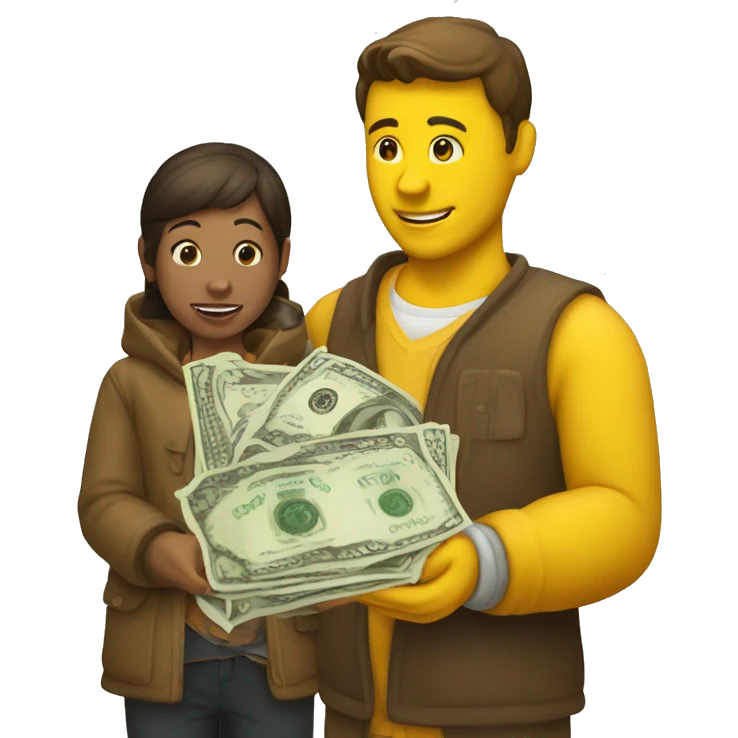 Giving money to a begger emoji