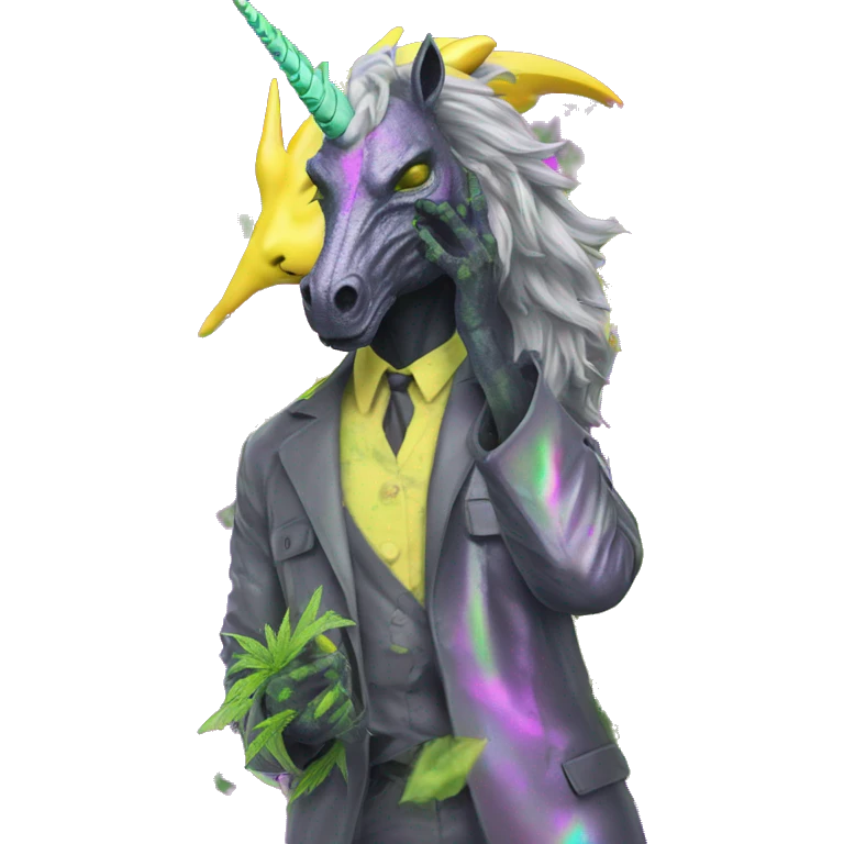 420 .Zombie_ Vaporwave black holographic oilslick zombie dragon unicorn person smoking yellow caution tape hemp leaves unicorn Pegasus hemp plants emoji