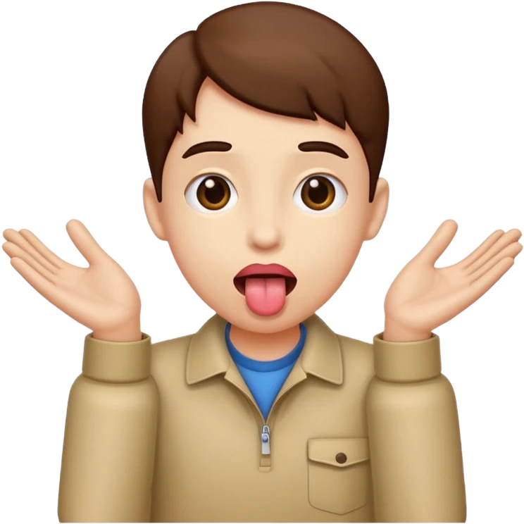 Tounge out with hands to the side emoji
