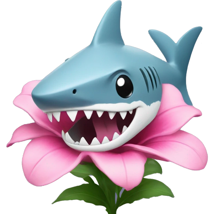  flower with a shark hat emoji