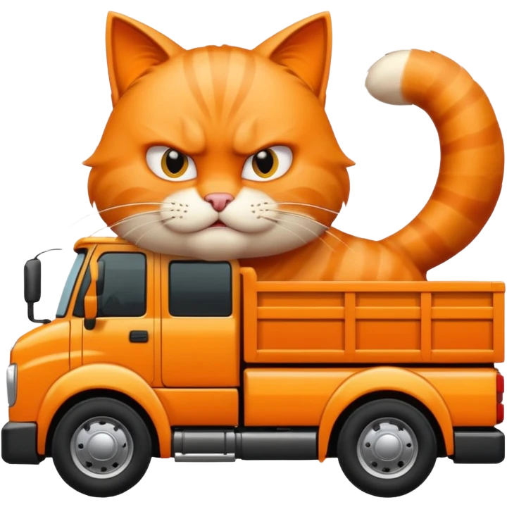 Angry cat driving truck emoji