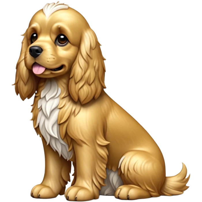 cinematic-[cocker spaniel dog]-realistic-full-body-sitting-emoji,-tail-resting-loosely-beside-its-paws,-head-tilted-dramatically,-scruffy-[solid gold]-fur,-simplified-yet-realistic-focused-features,-highly-detailed,-glowing-with-an-almost-sarcastic-glow emoji