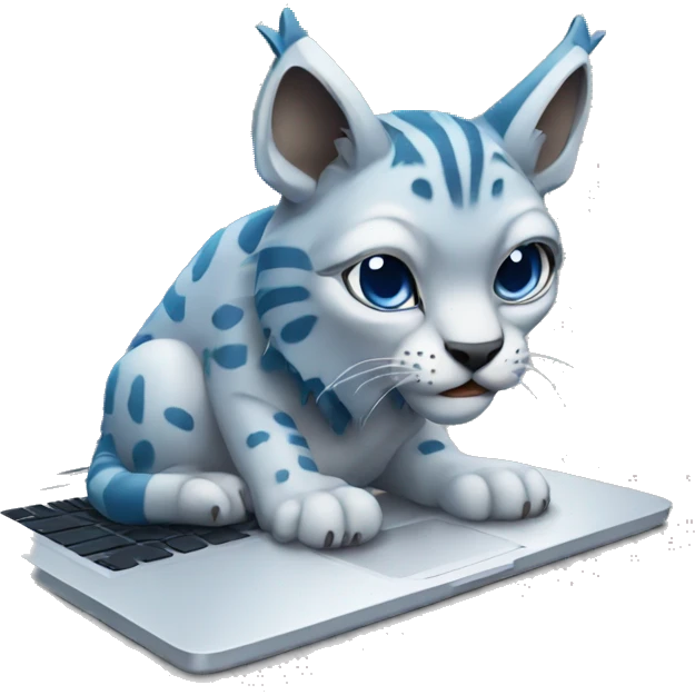 A blue lynx with a laptop emoji