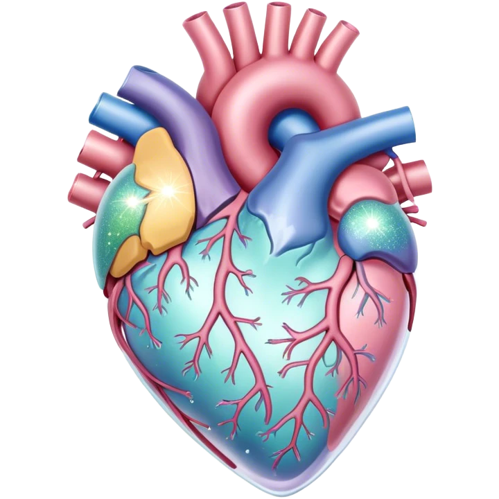 Pastel transparent heart anatomy and sparkle emoji