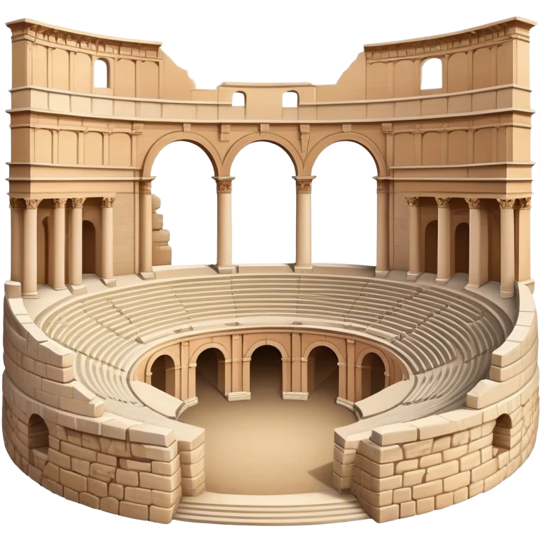 Realistic Pula Arena Landmark Emoji, featuring the grand Roman amphitheater with its large stone arches and well-preserved outer walls. emoji