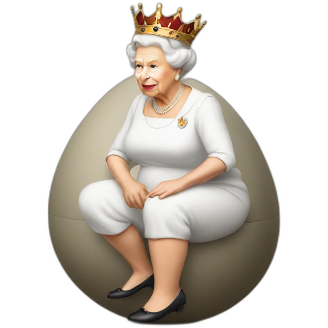 The Queen squatting, laying an egg emoji