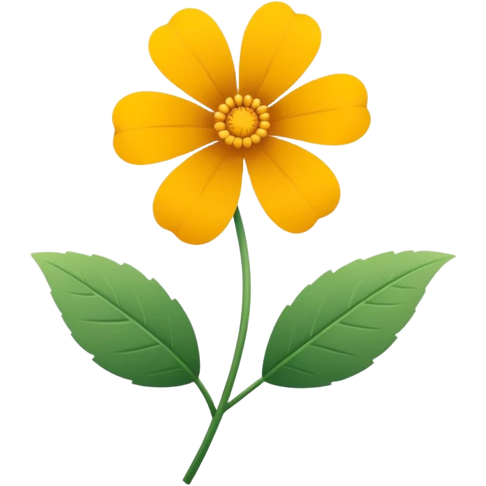 Minimalistic flat vector icon, iOS style, thin black contour on white background. Single flower with leaves, symbolizing floristry. Clean, elegant, no text, no shadows.
 emoji