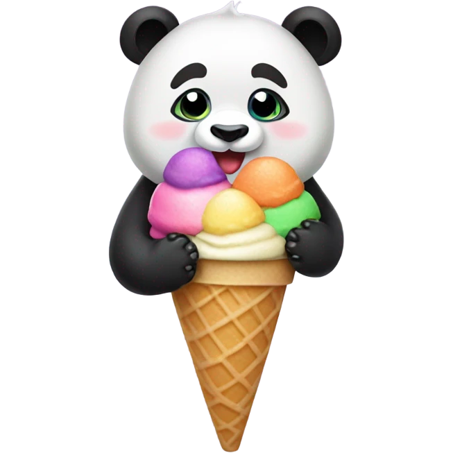 Panda eating ice cream emoji