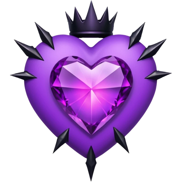 purple heart with black thorns and a crystal, dark romance emoji