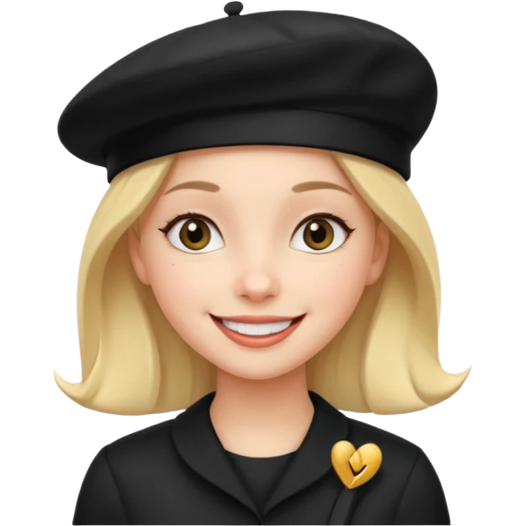 girl with a black beret, happy face emoji