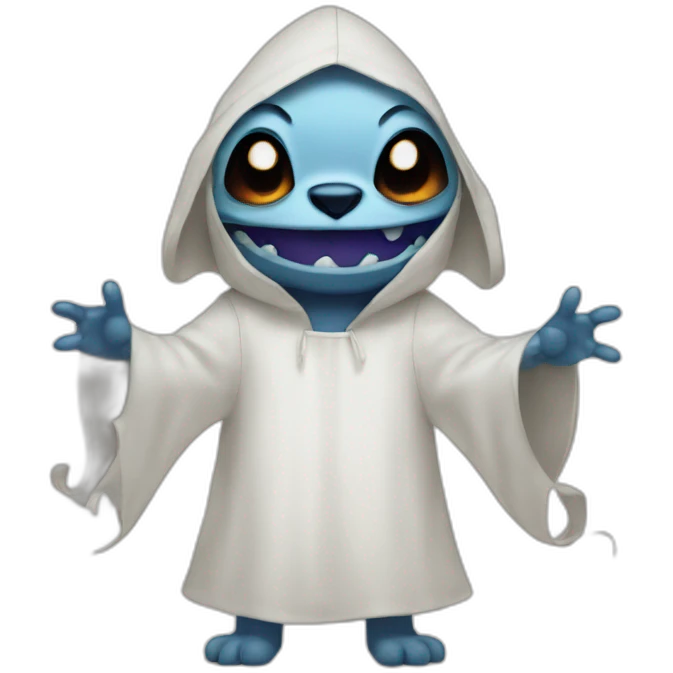 Stitch with a ghost costume emoji