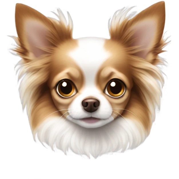 Brown and white long-haired Chihuahua emoji