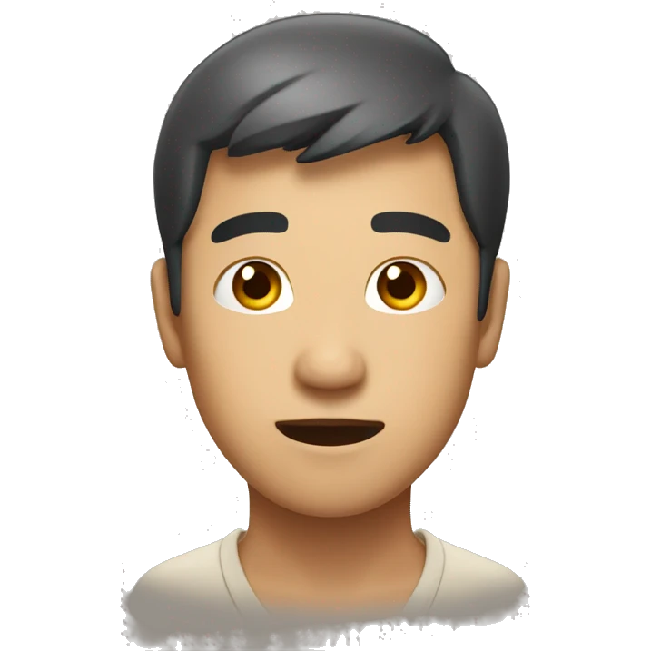 Asian man with a curious look on his face emoji