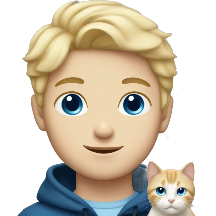 blonde boy with blue eyes and scottish cat emoji