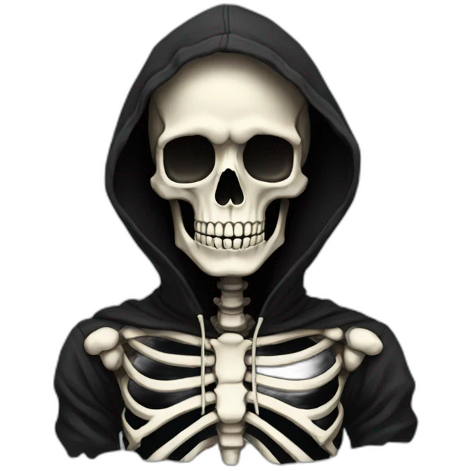 skeleton in black hoodie cool emoji