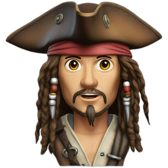 Jack Sparrow 3d ,морщины детализация, cinematic experience, realistic emoji