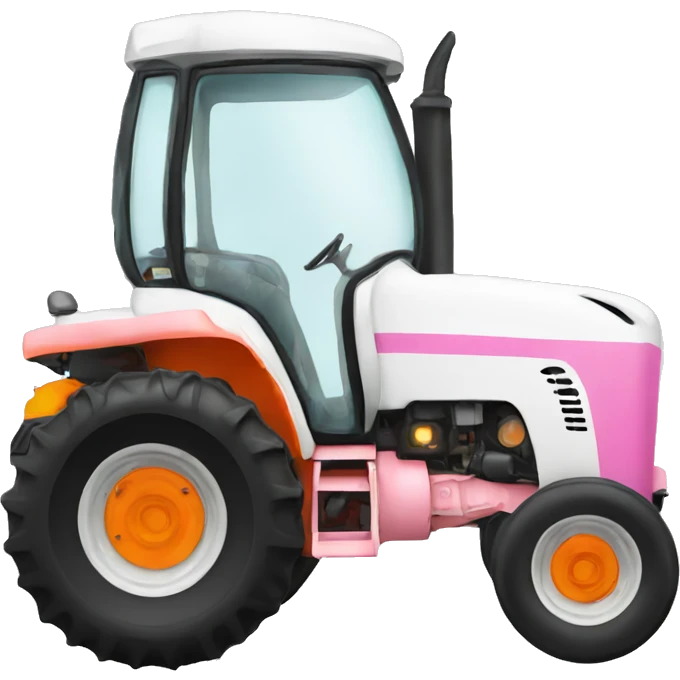 White, pink, orange farm tractor  emoji