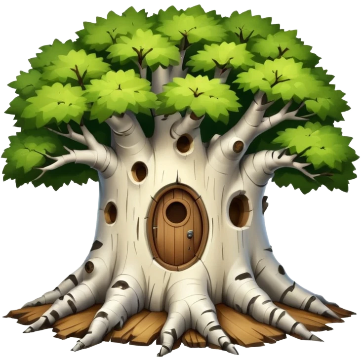 house inside a large birch tree trunk emoji