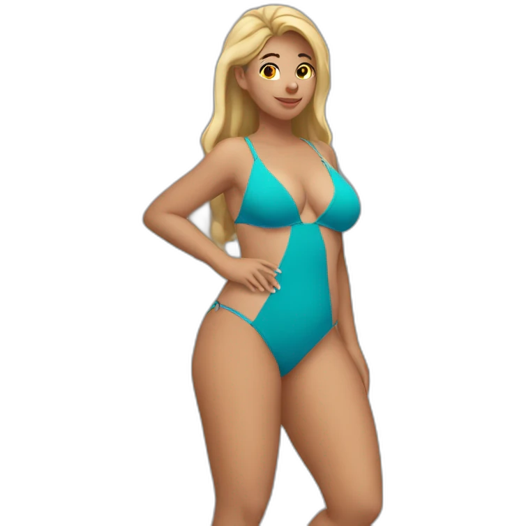 Slim-Thicc caucasian woman swimsuit posing emoji