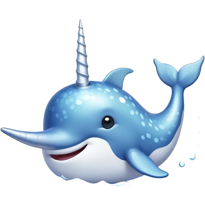 A cute narwhal with its spiraling horn swims through the icy waters, spreading joy and magic emoji