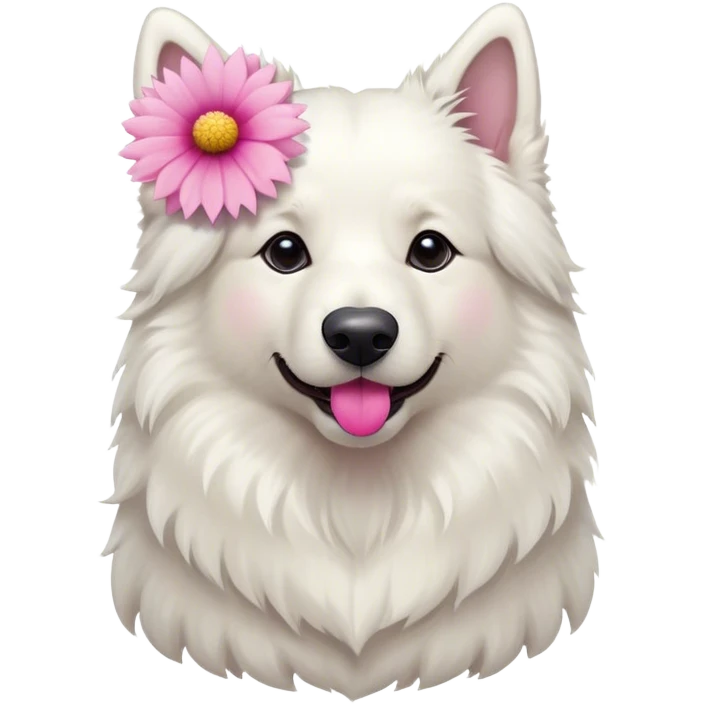 White Shepherd more flower pink  emoji
