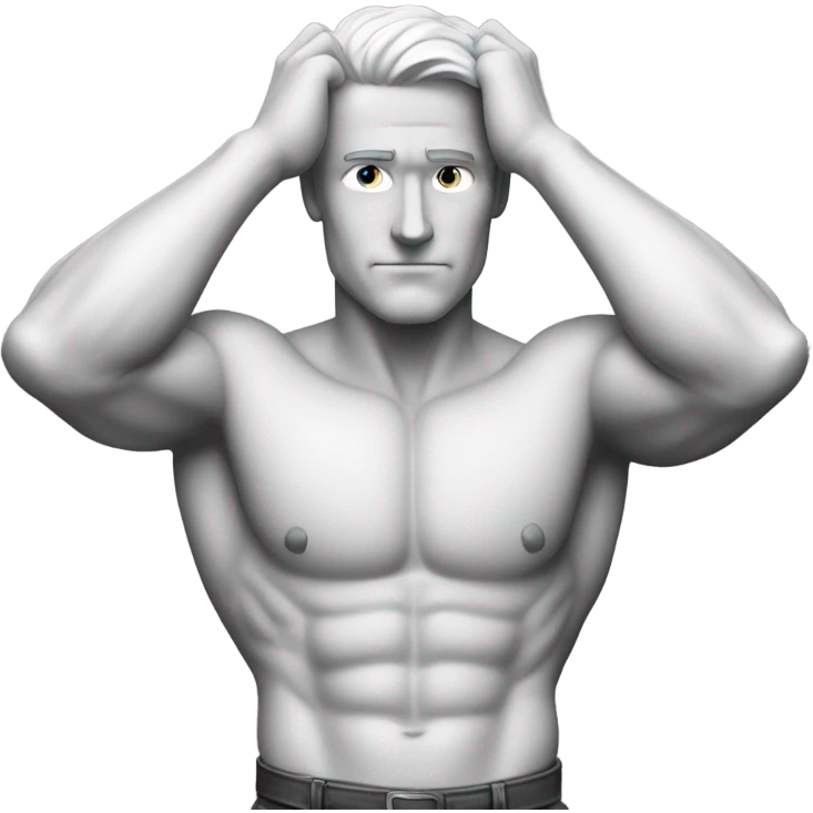 muscle white man figure hands behind your head front view emoji