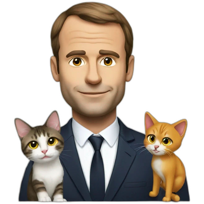 macron with a cat emoji