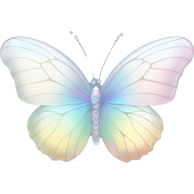Pastel white iridescent glass crystal butterfly emoji