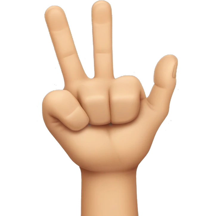 A hand but the thumb and the ring finger are down and the two other fingers are sticked, like a gun emoji