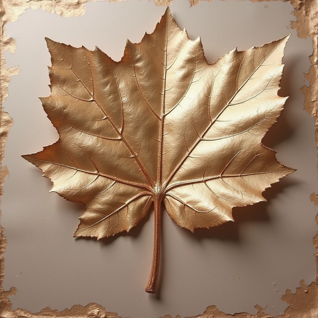 rose gold leaf, realistic style emoji