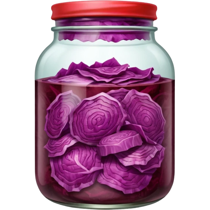 jar of red fermented cabbage, visible texture. emoji