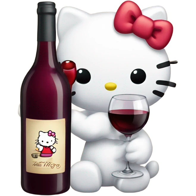 Hello Kitty drinking red wine emoji