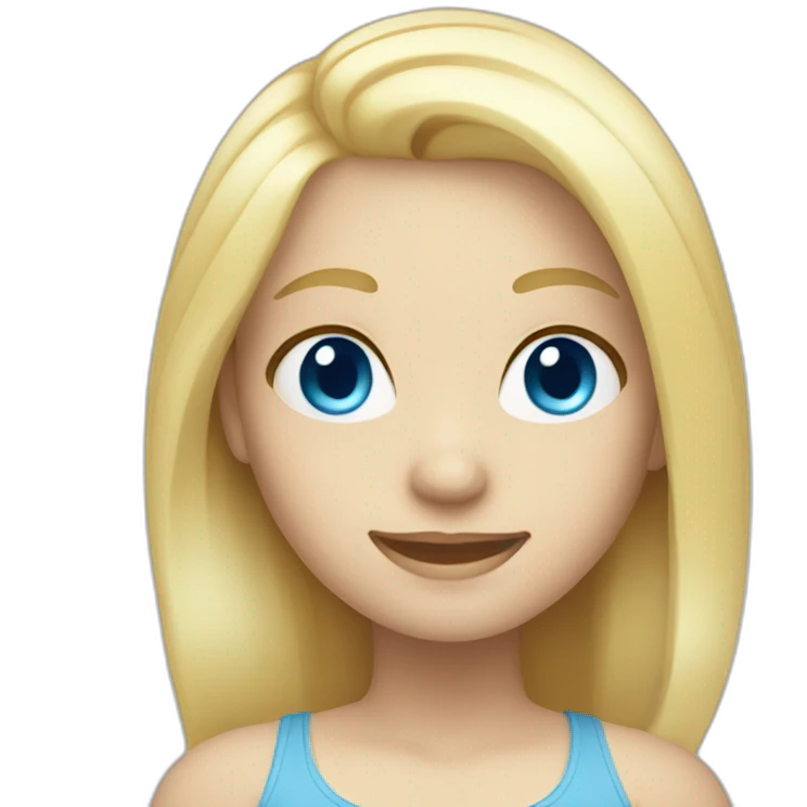 Blonde with white skin and blue eyes smiling  emoji