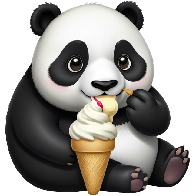 Panda eating ice cream emoji