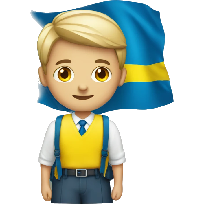schoolboy with ukraine flag emoji